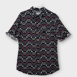 Eleven Paris Shirt Mens Medium LA Collection Geometric AOP Snap Button Up NEW